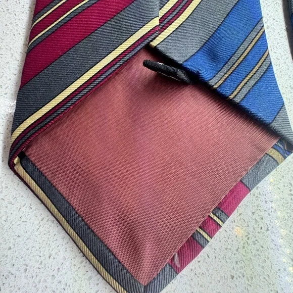 Vintage Yves Saint Laurent Red and Blue Striped Tie NWT - Picture 2 of 10